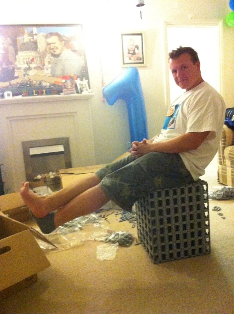 Simon Burfield making sure that the main body can withstand his weight