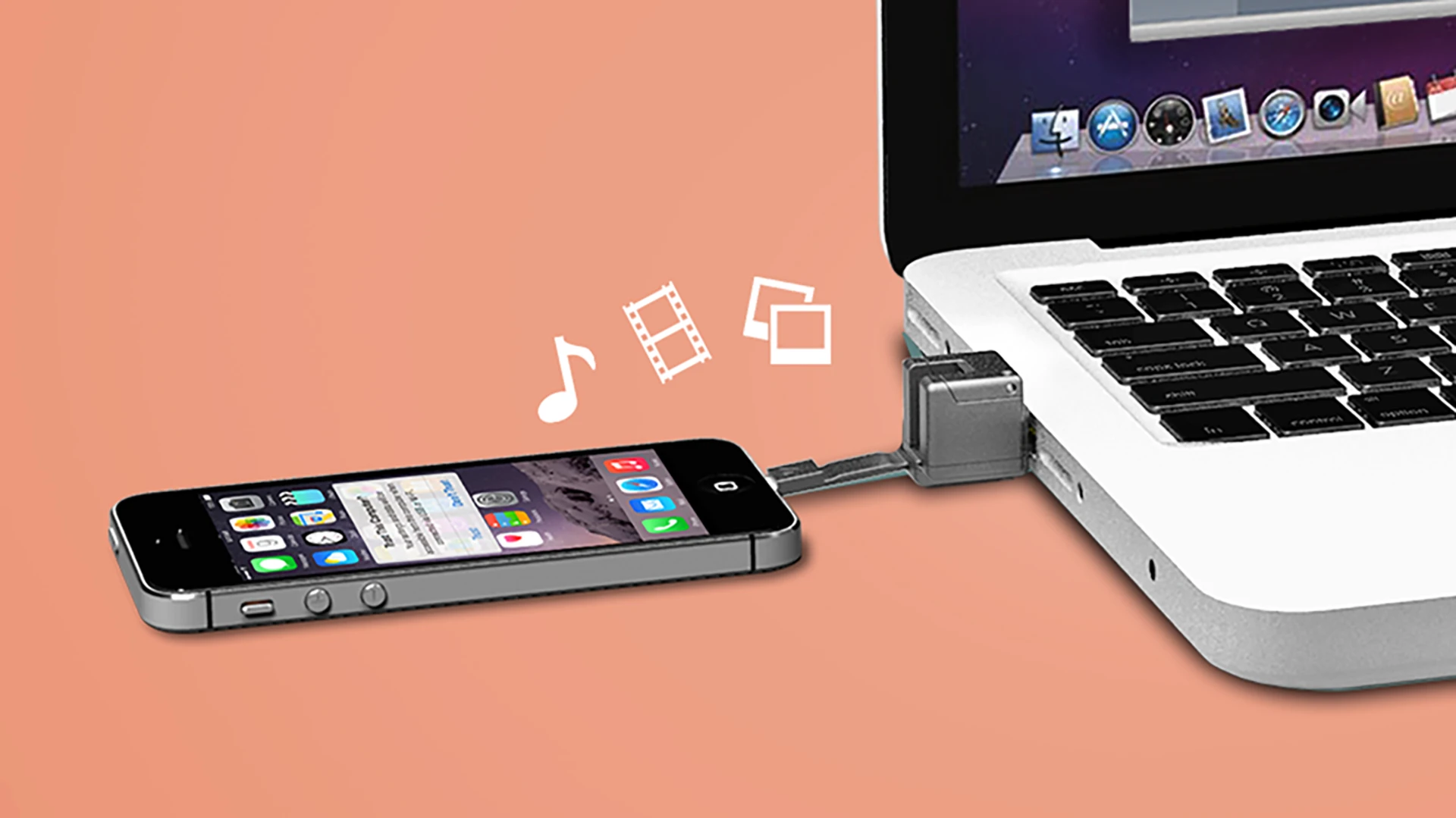 The accessory can be used as a bridge to connect a smartphone to a computer for backing up or transferring files