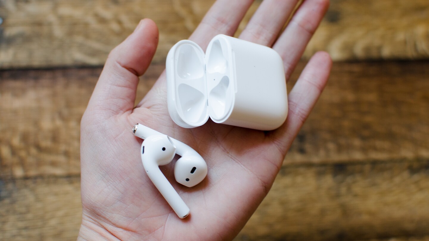AirPods and their case easily fit in the palm of your hand