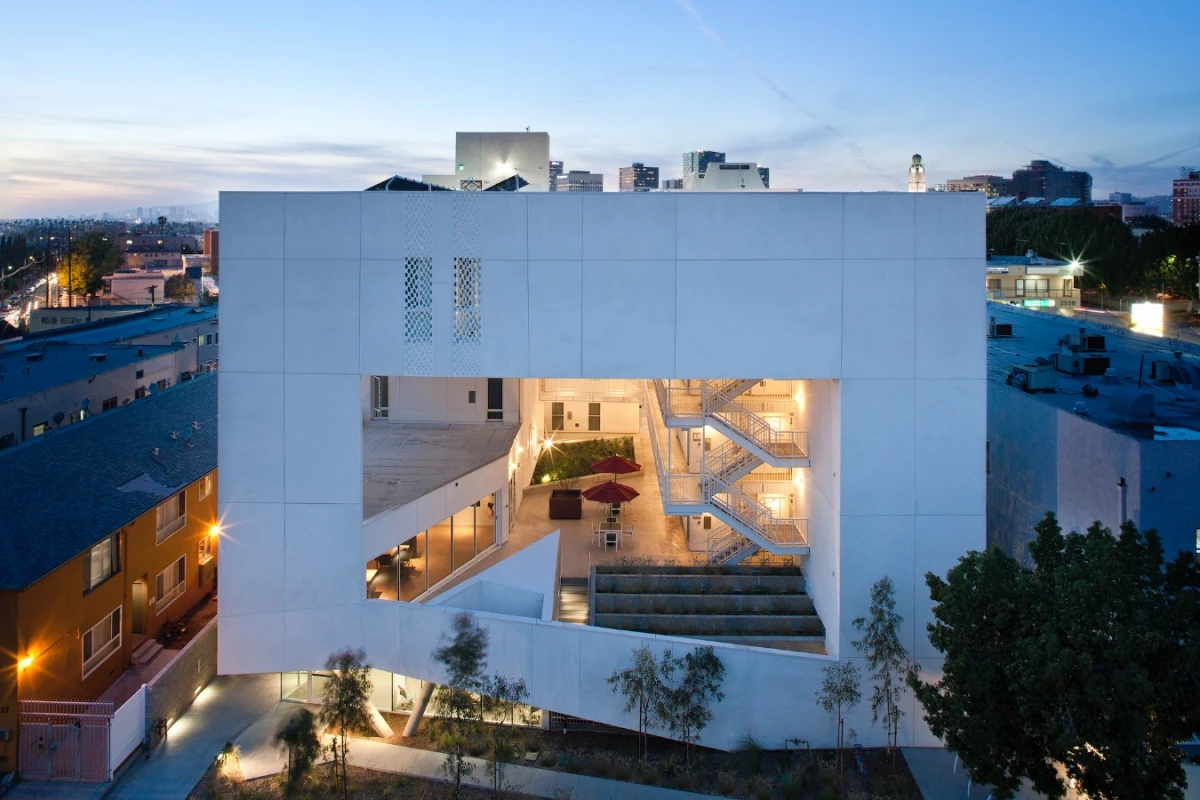 The Six is a 57-unit housing project for the Skid Row Housing Trust in Los Angeles, California