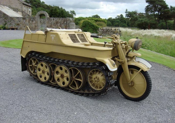 This Kettenkrad was an ingenious half motorcycle, half tracked vehicle, designed and manufactured for the German Wehrmacht during WW2. It was sold for GBP£67,500 (US$123,483) by Bonhams at Goodwood in 2008.
