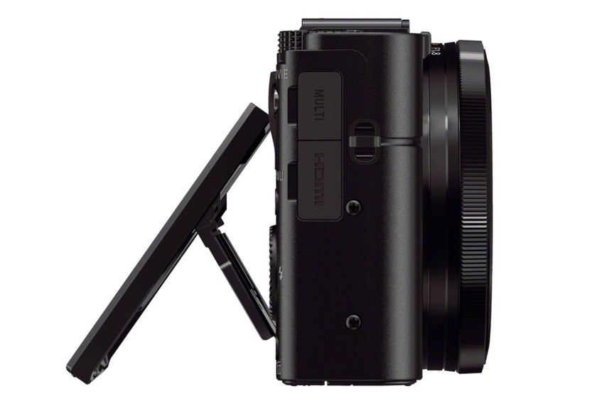 The 3-inch LCD on the rear of the Sony RX100 II still has 1,229,000 dots, but it can now be tilted up 84 degrees and down 45 degrees