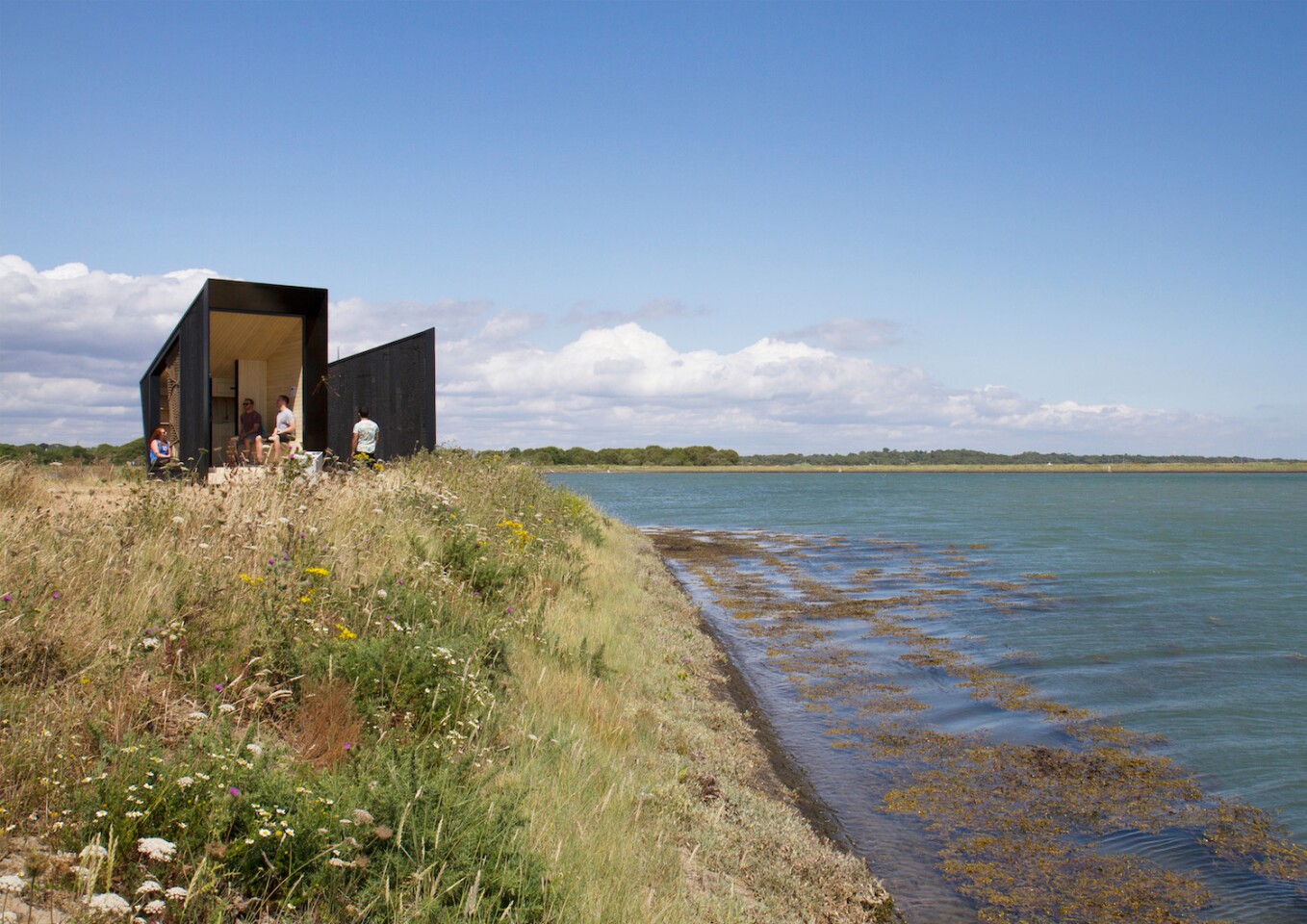Both Observatory buildings are clad in Siberian Larch, which was charred using a traditional Japanese method of treating timber called Shou Sugi Ban to improve durability