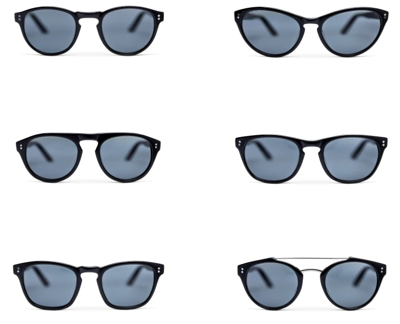 The six different frame styles in black