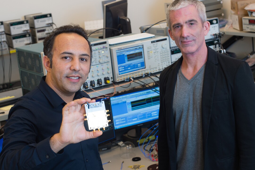 Aydin Babakhani, left, and Edward Knightley, right, were inspired by the Italian inventor of radio communication systems, Guglielmo Marconi