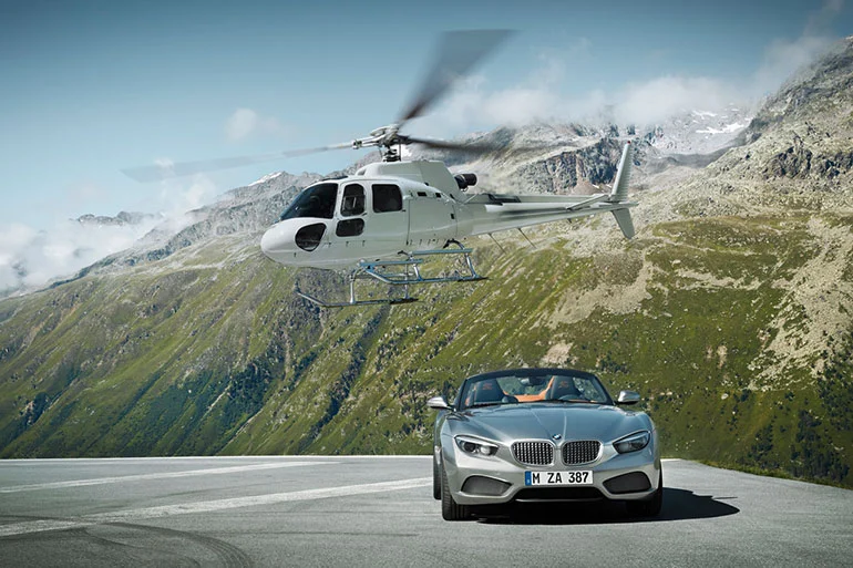 BMW Zagato Roadster and a helicopter - oh the glamour!