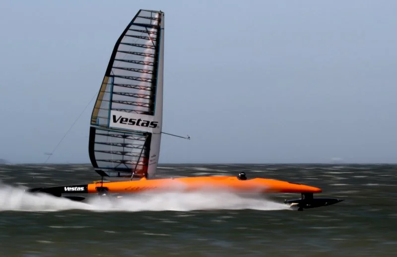 The VESTAS Sailrocket 2 in Walvis Bay, Namibia