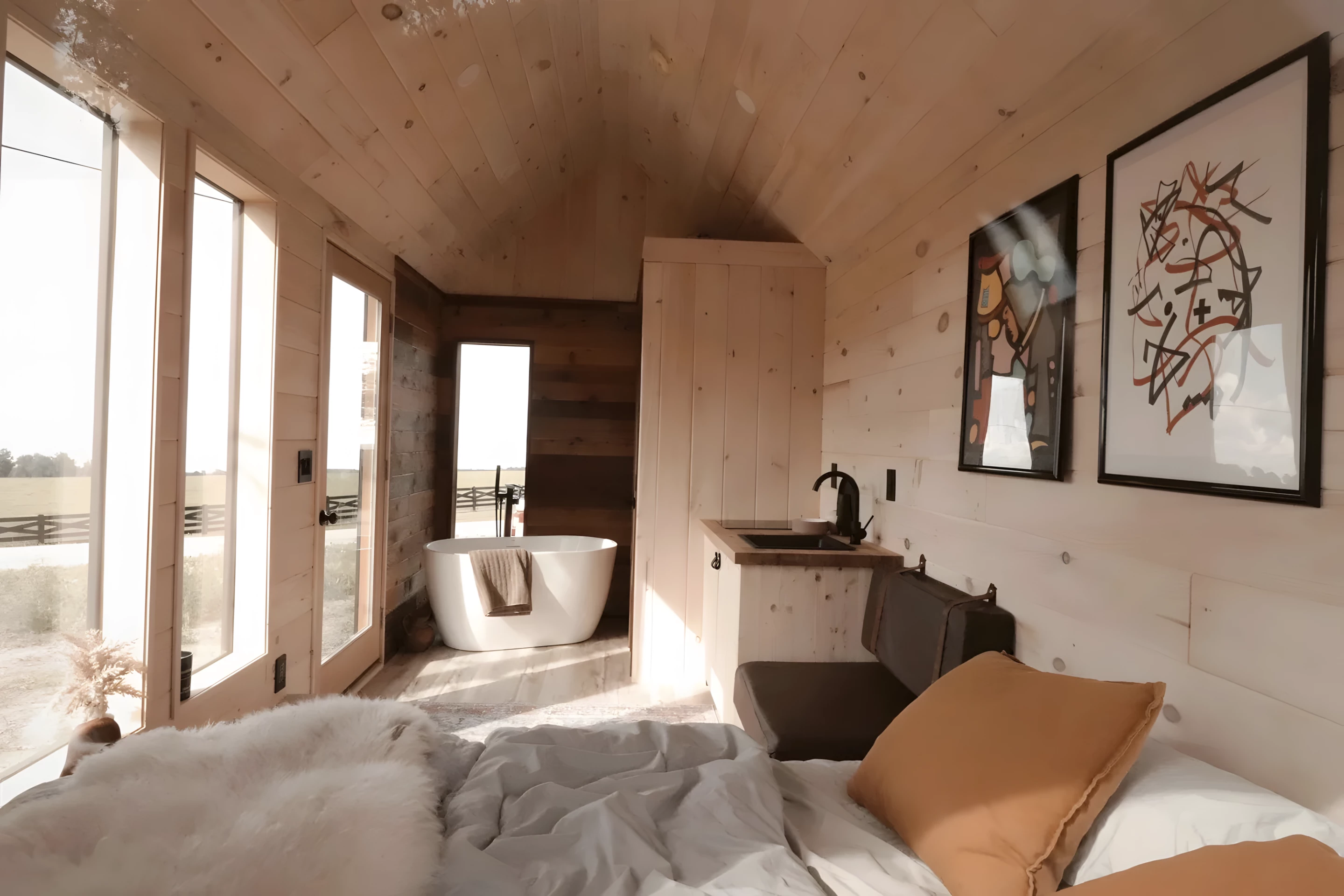 The Overnighter features an open layout, which is arranged on one floor