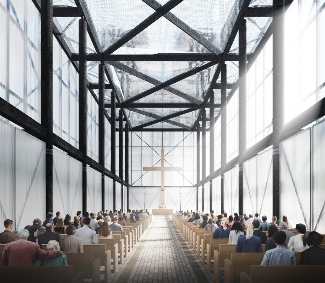 The Pavillion Notre-Dame would feature walls made up of translucent polycarbonate, allowing lots of natural light inside
