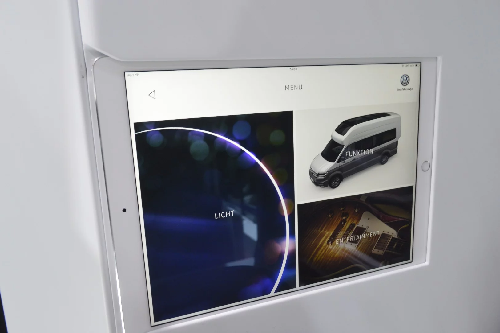 VW's control tablet docks just behind the dinette set