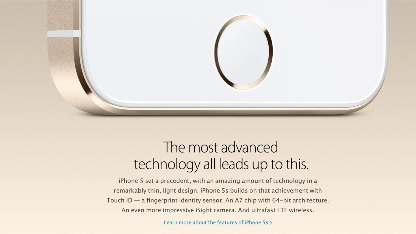 The 5S features a new Touch ID fingerprint sensor, which lets you unlock your phone with, well, your fingerprint