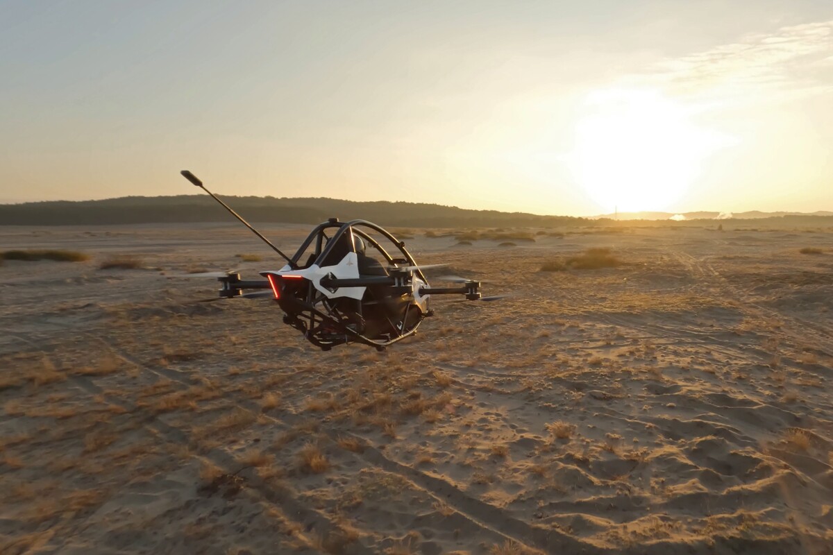 The Jetson One flies along at highway speeds, with LiDAR-enabled obstacle avoidance