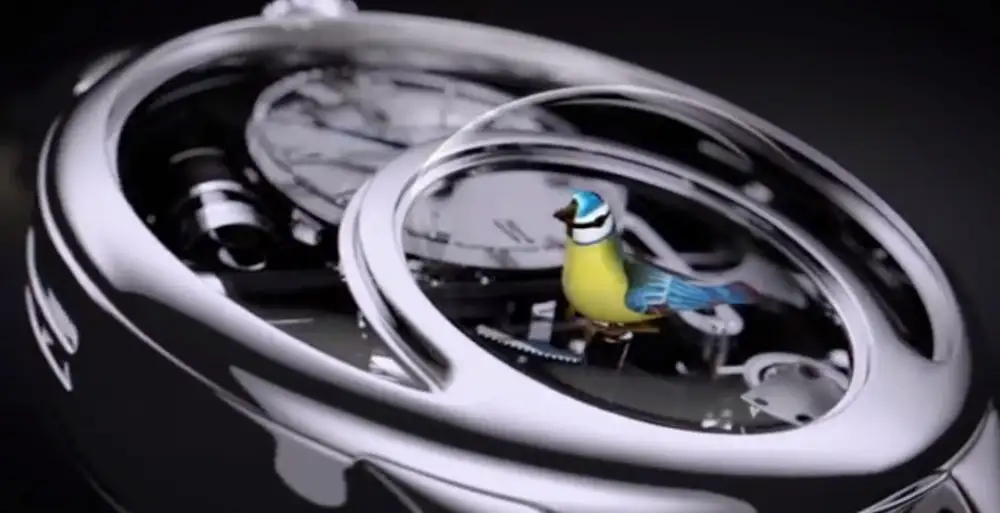 Watch with tiny automaton bird
