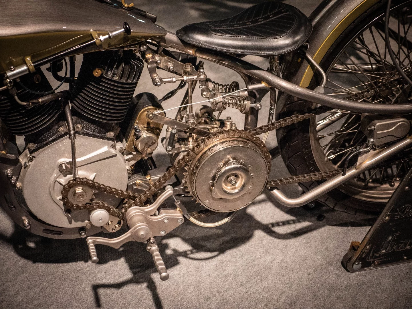 Legend makes use of a restored Harley-Davidson engine from 1917 - it's amazing to realize Wille and Arthur had already been building bikes for 14 years at that point.