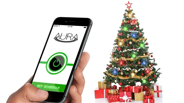The Aura Christmas lights are powered and controlled wirelessly