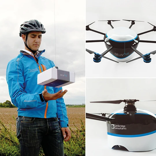 Upon reaching the client, the DelivAir drone would then hover safely above them, lowering the parcel down on a 30-meter (98-ft) tether