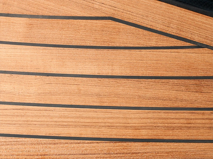 Black joints accentuate the look of the teak decking