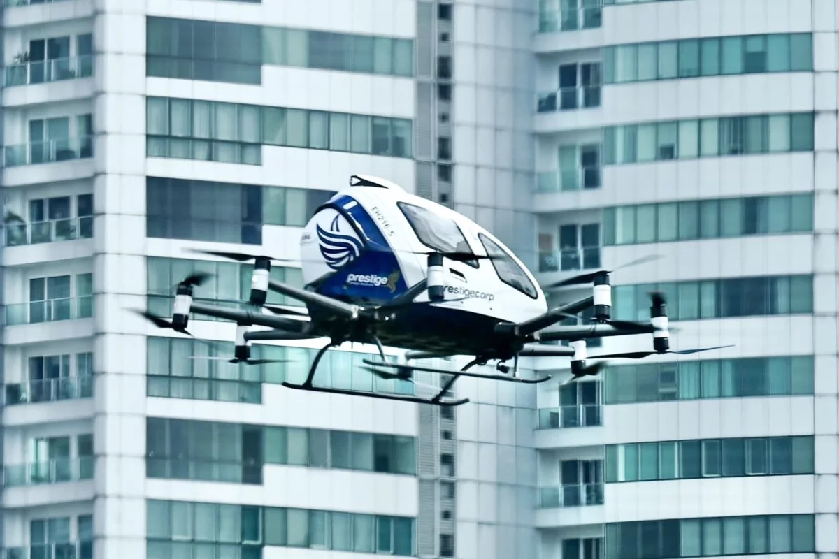 The EHang pilotless EH216-S eVTOL completes its first flight in Thailand, November 2024