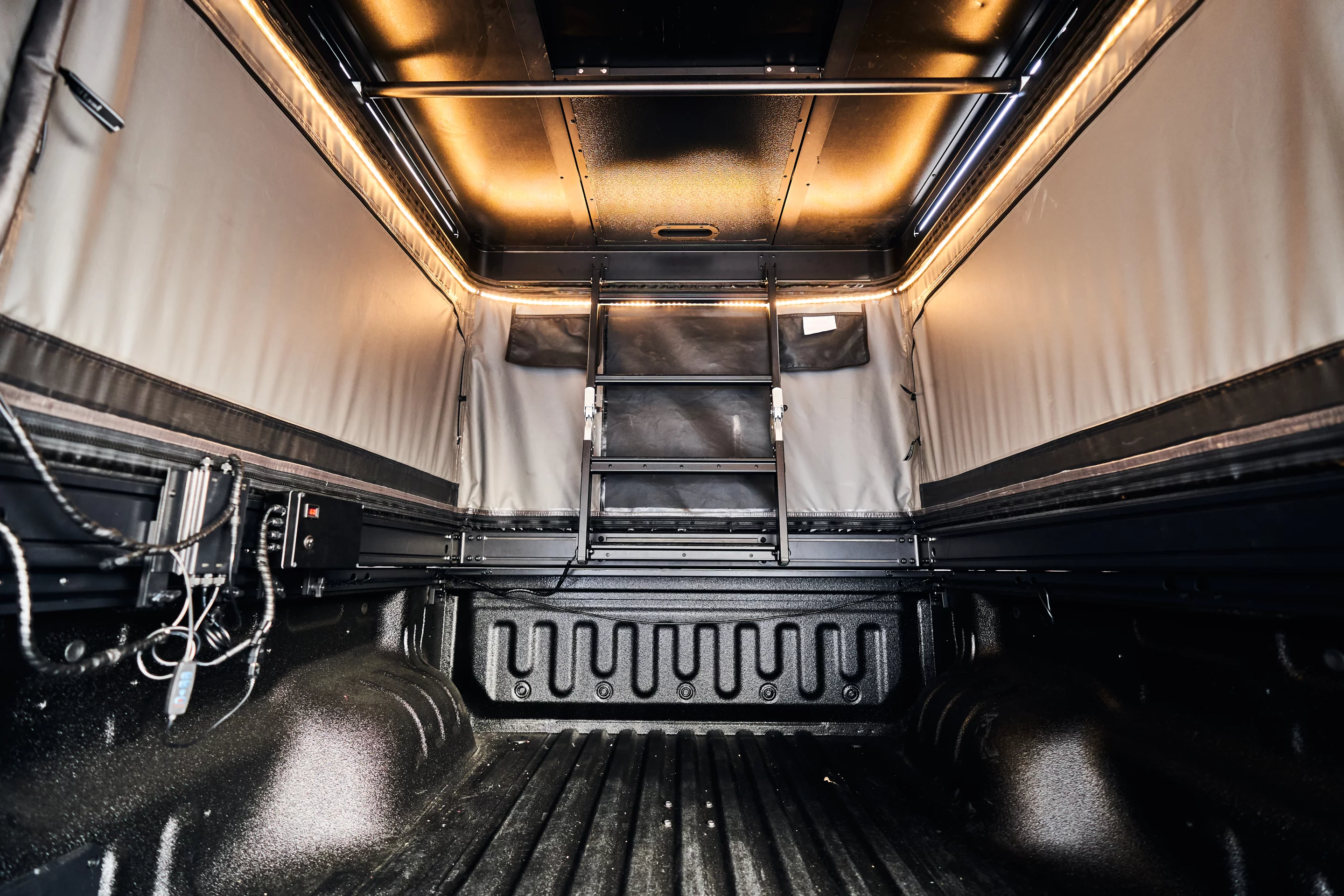 The Safari Cruiser sits neatly on the bed rails
