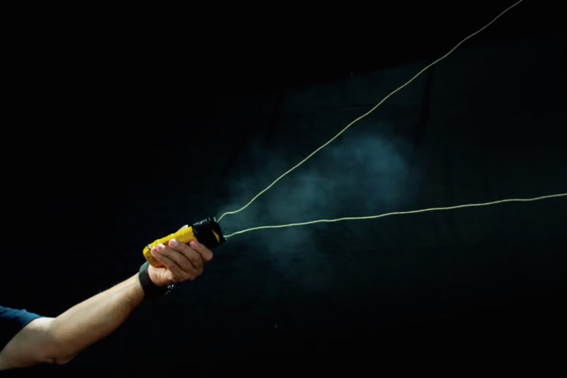 The BolaWrap 100 can shoot a body-wrapping Kevlar tether up to 25 feet (7.6 m)