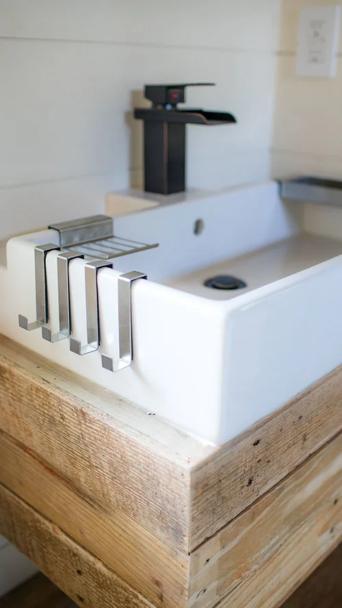 Bathroom sink in the Legacy tiny house