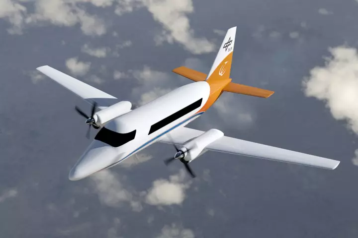 Artist's concept of a hybrid-electric commuter aircraft
