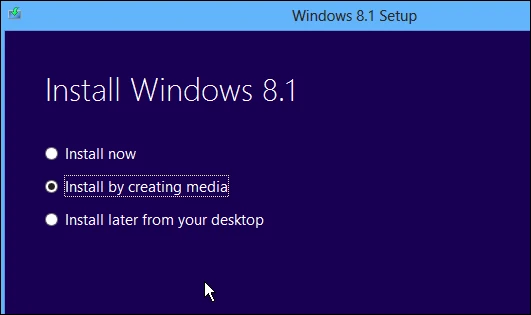 You have the option to create a DVD or USB version of Windows 8.1
