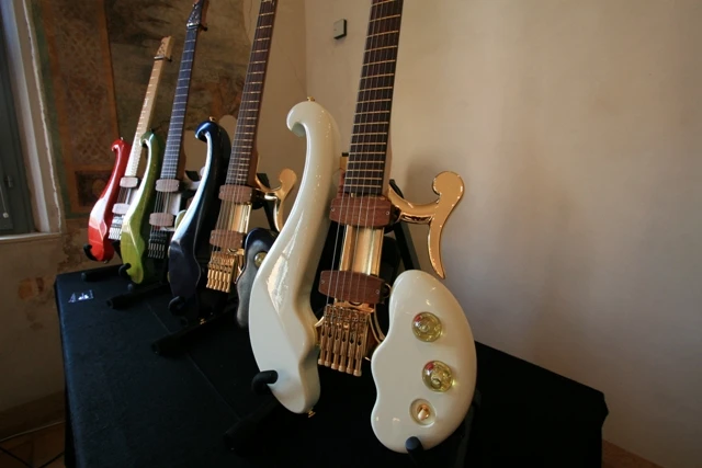 The Di Donato guitars on display at the Musica A Fiorano Guitar Festival