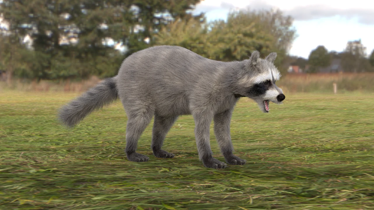A raccoon with fur created using the new technique
