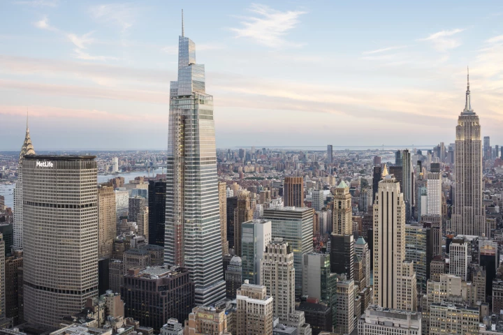 One Vanderbilt rises to a height of 1,401 ft (427 m), in Midtown Manhattan, NYC
