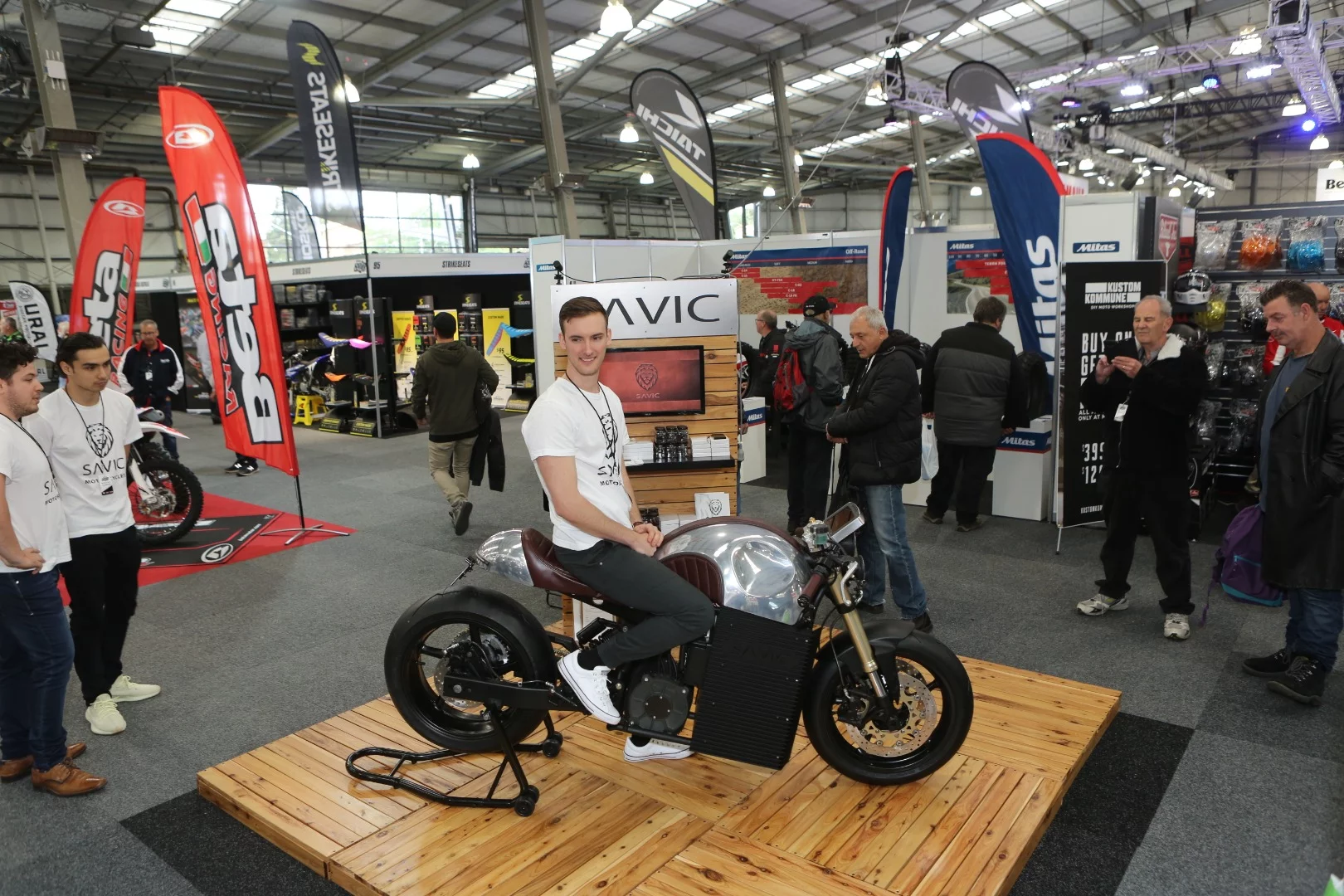 Dennis Savic aboard his prototype Savic electric motorcycle