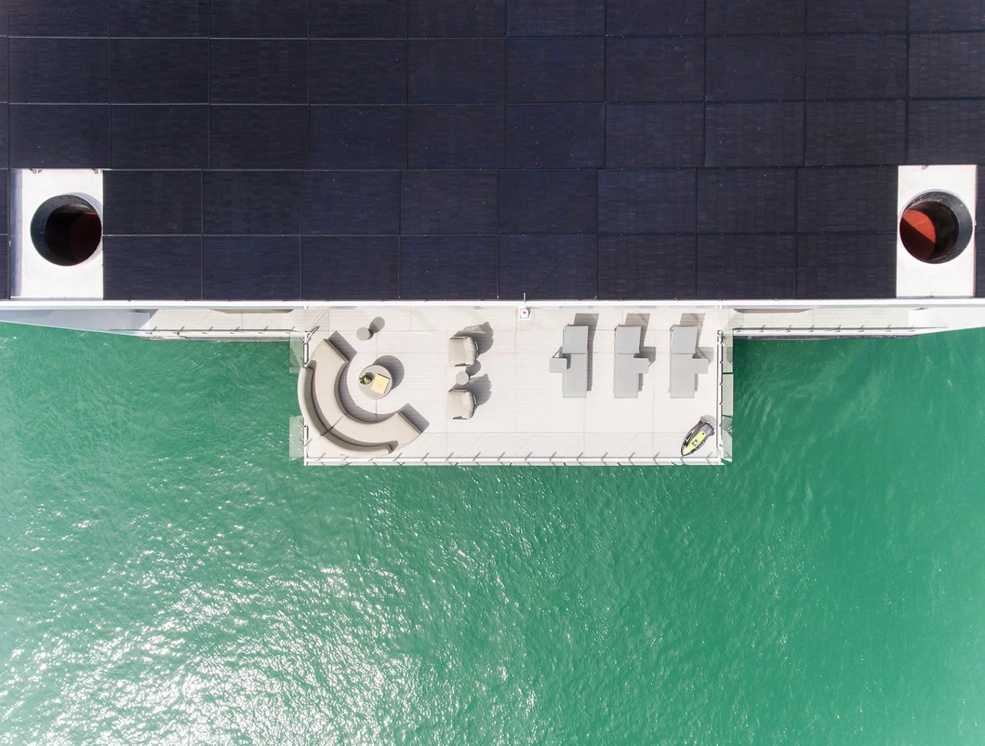 The Arkup #1 gets power from a 36 kW solar panel array