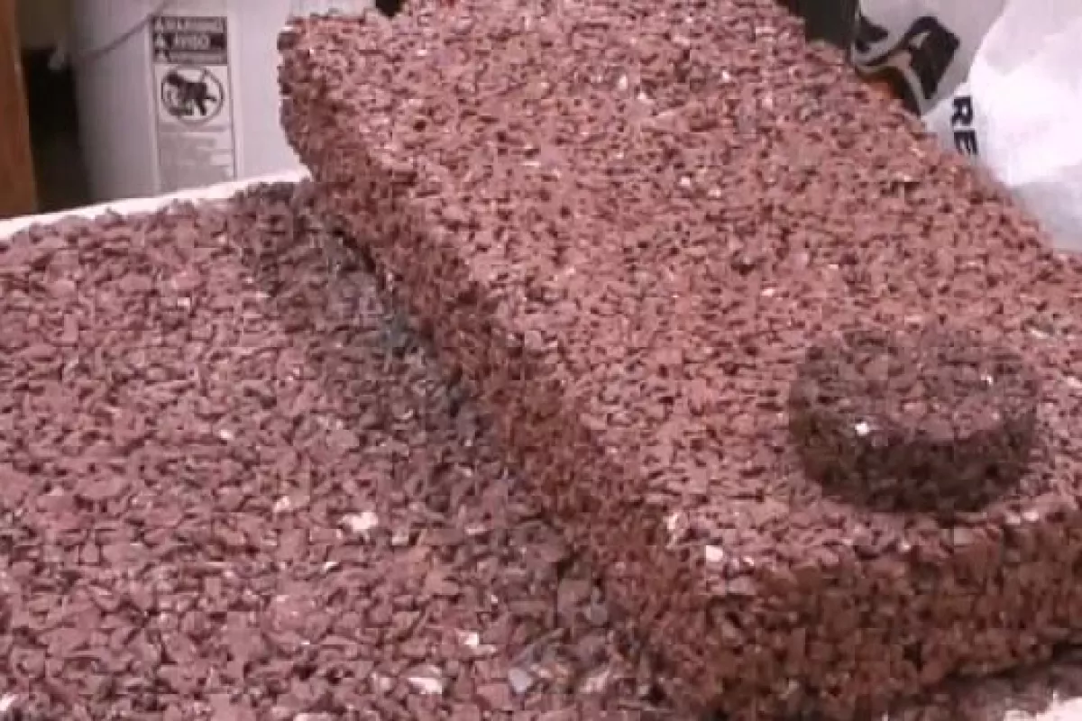 Plastisoil is a concrete-like substance made from discarded plastic bottles, that rain water can pass through instead of running into storm sewers