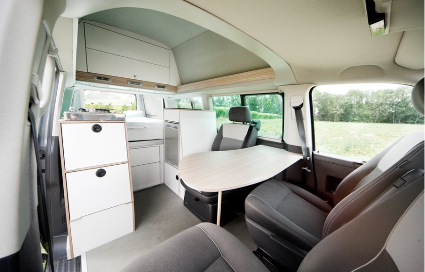 Inside the Bett Mobil with high roof