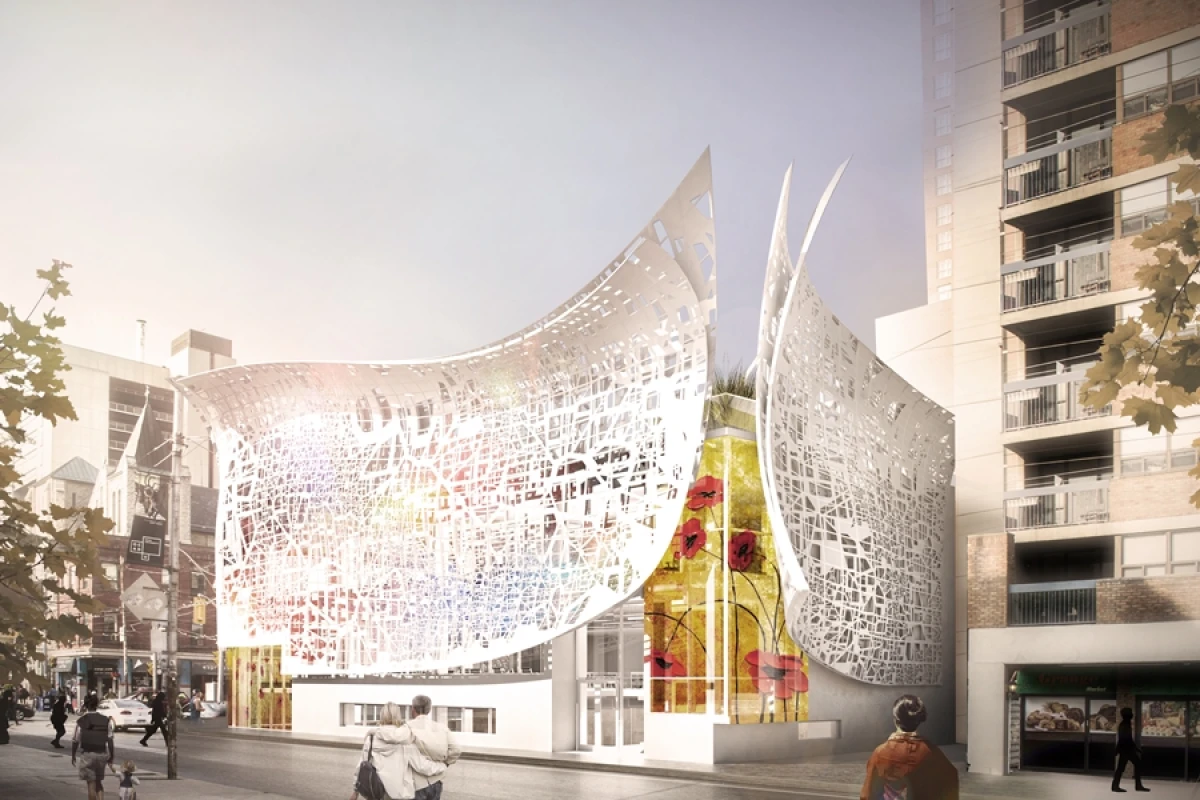 The façade is based on the locations of educational art facilities in Toronto