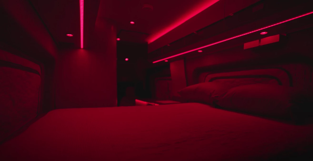 The eRV2's multi-color lighting system is designed to help support the dark sky movement and maintain crisper views of the stars overhead