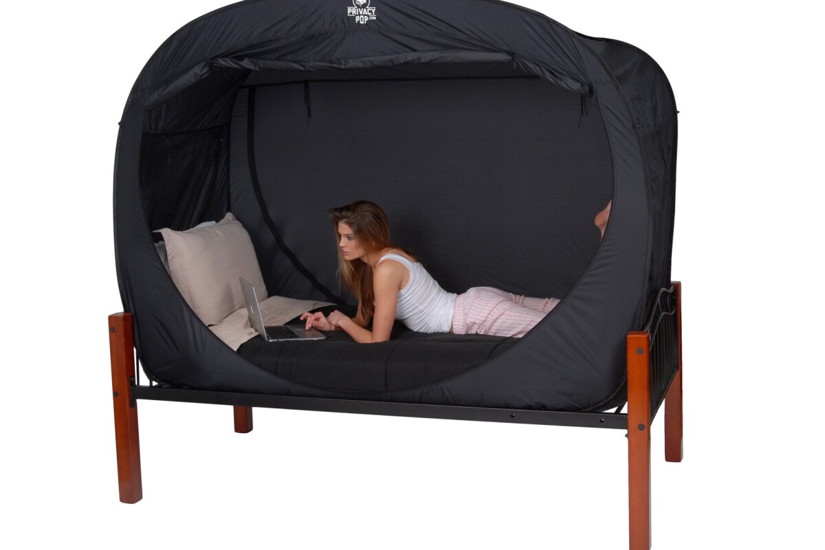 Privacy Pop bed tent provides some seclusion in shared boudoirs