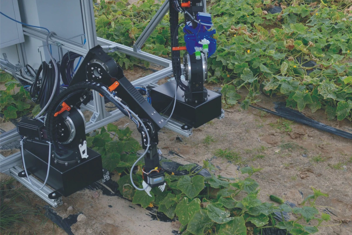 A prototype of the dual-arm robot system during the first field tests
