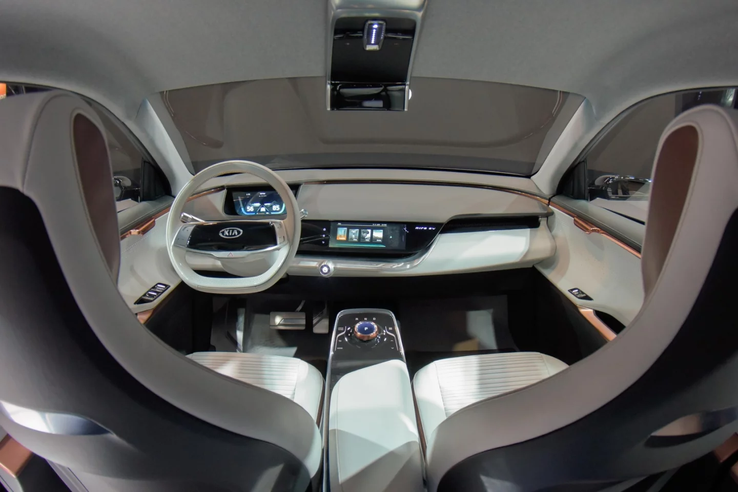 A look at the simple, open interior of the Kia Niro EV