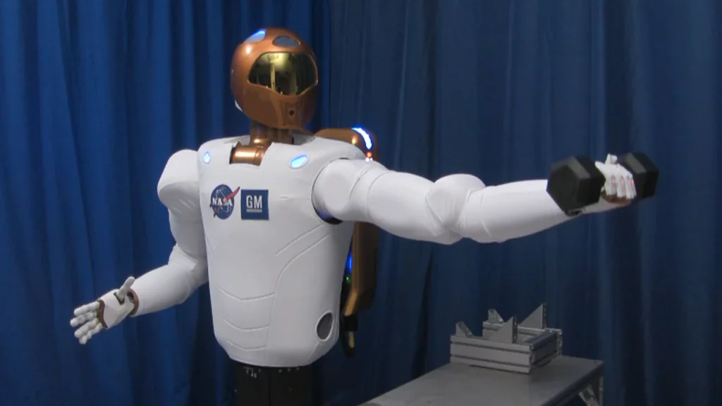 Robonaut 2 can lift a 20 pound weight at arms length