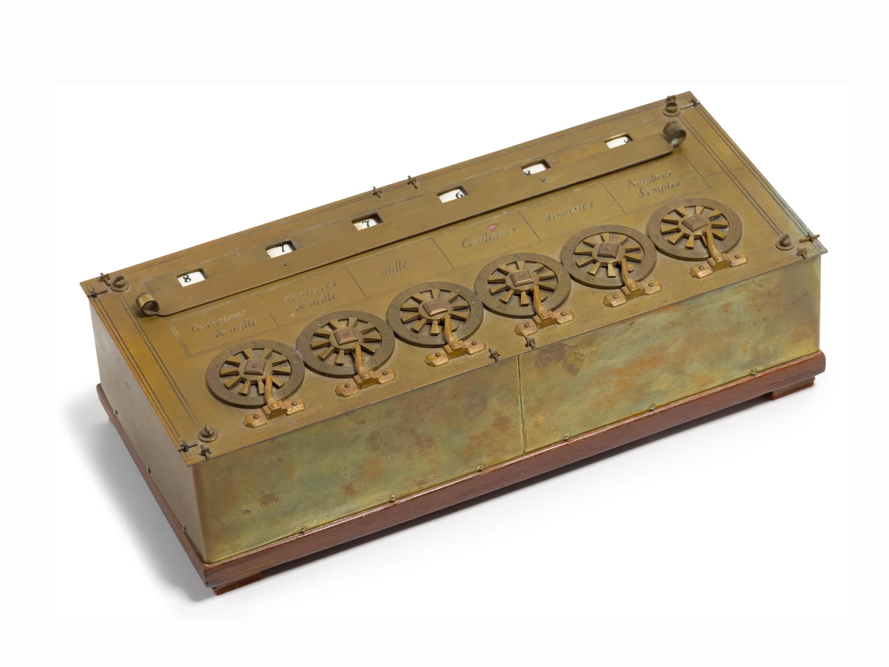 Brass 6-digit Pascaline mechanical calculator, c. 1920. | Sold for: $16,325 by Bonhams on November 5, 2020
