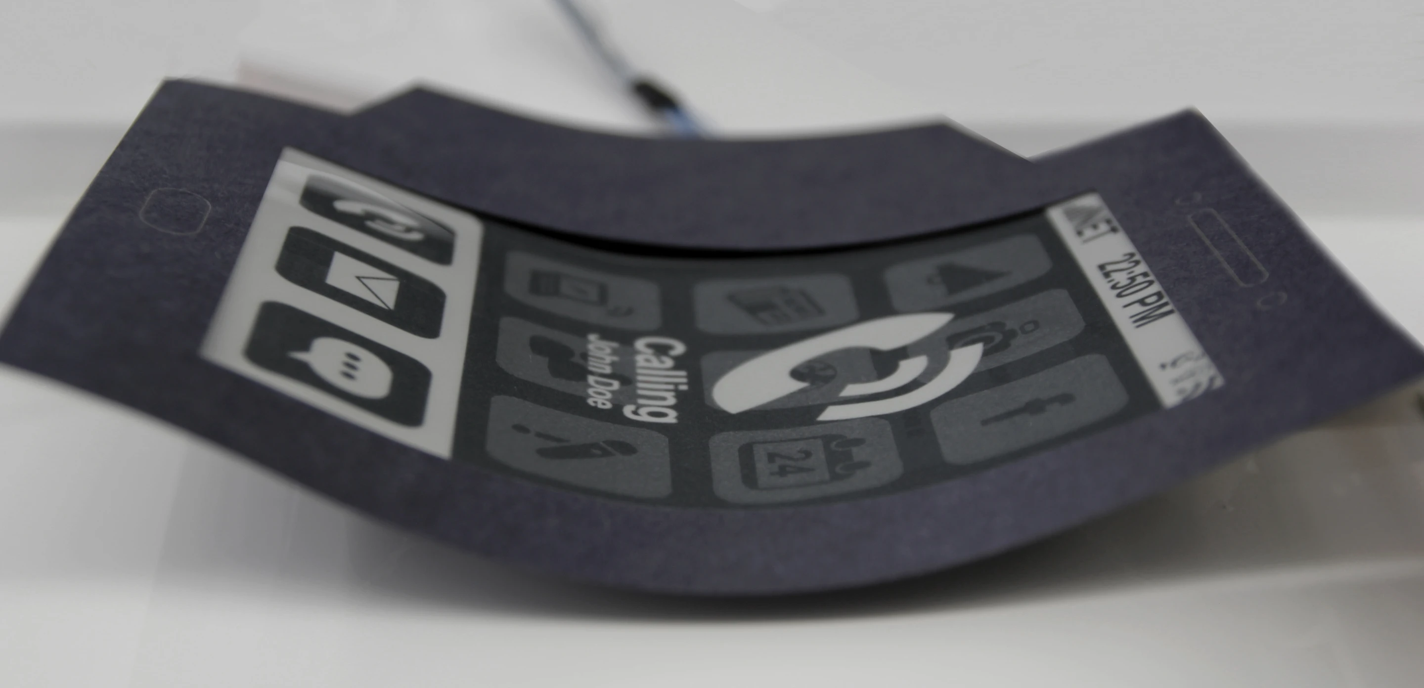 The MorePhone prototype smartphone curls up to indicate an incoming call or message