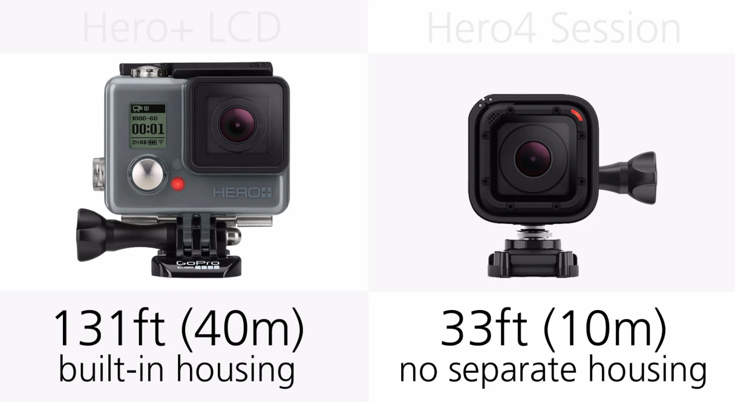 GoPro Hero+LCD and GoPro Hero4 Session waterproof