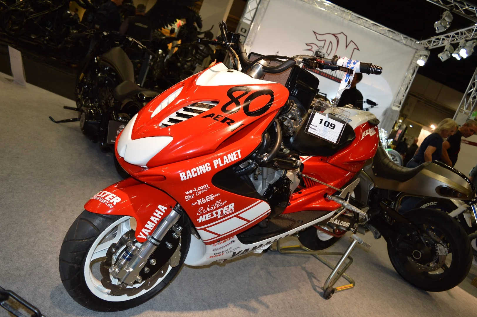 The four-cylinder Yamaha R1 engine probably multiplied the power output of the Aerox scooter by a factor of ten, as Team Hester Motorsports transformed it to the Hester Aer1000