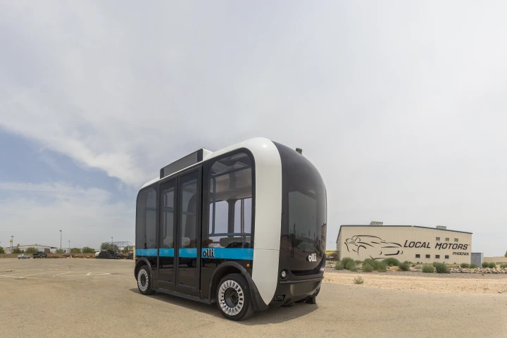 Local Motors demonstrated Olli the autonomous bus for the first time at the opening of its new facility just outside the nation's capital