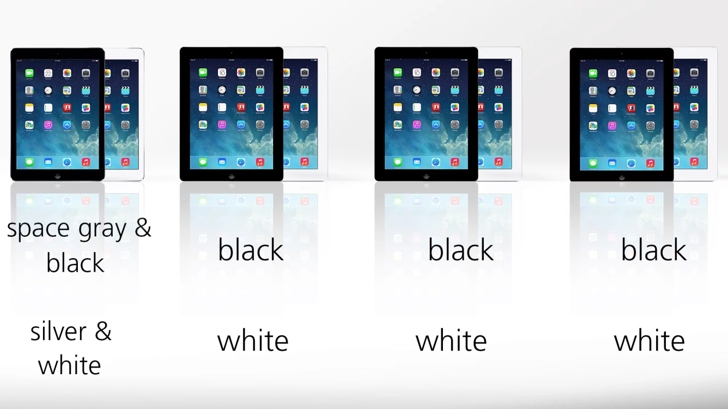 Colors that each Apple is/was sold in