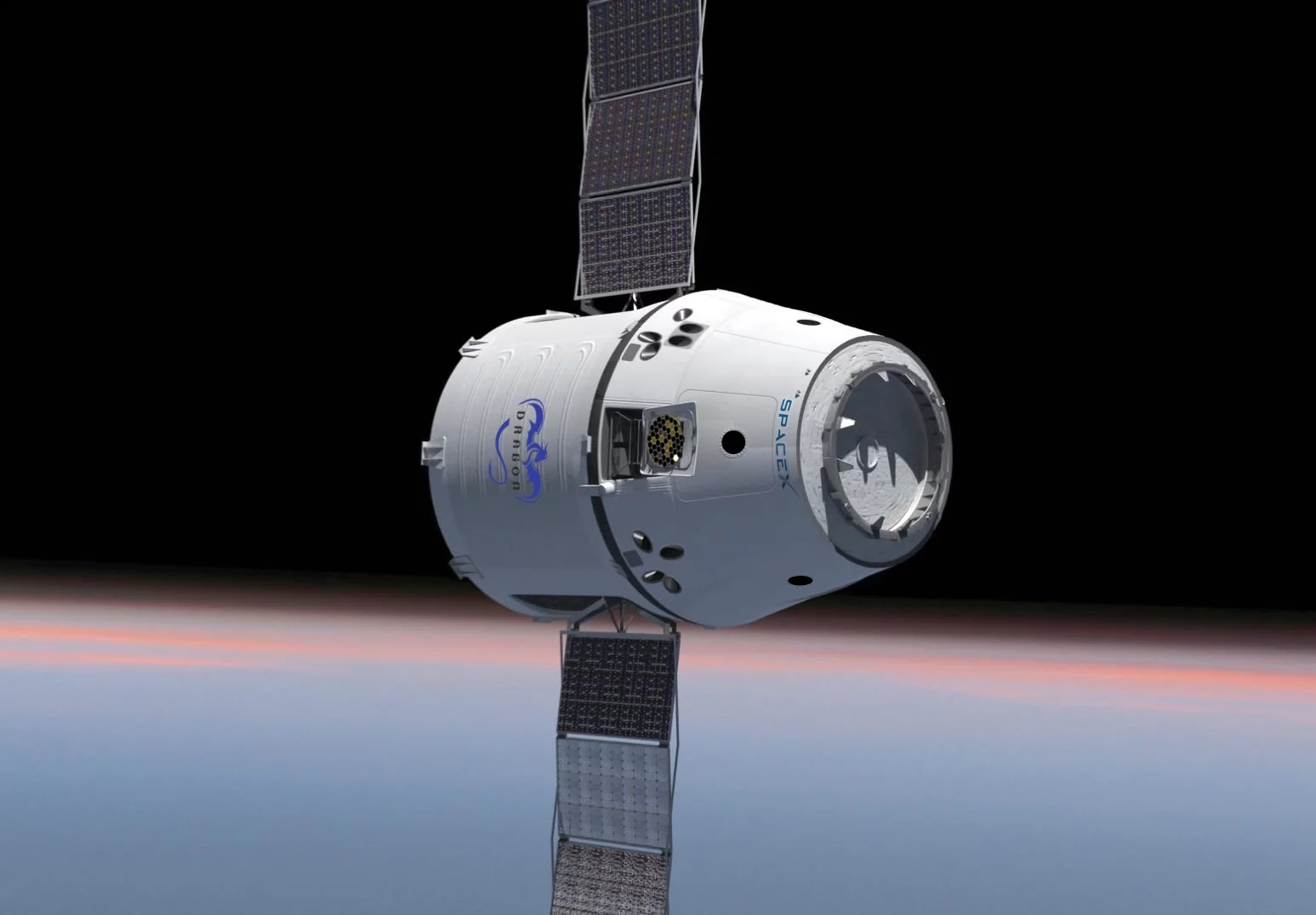 The Dragon is the first manned American spacecraft with solar arrays (Image: SpaceX)
