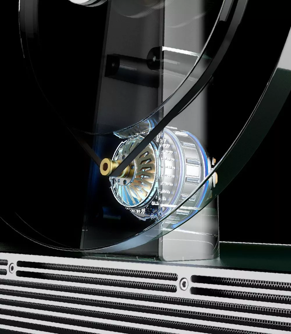 A NIDEC motor from Japan drives the belt which turns the acrylic platter
