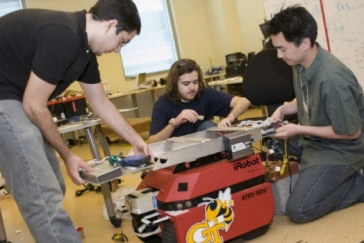 College of Computing students work on building rescue robots