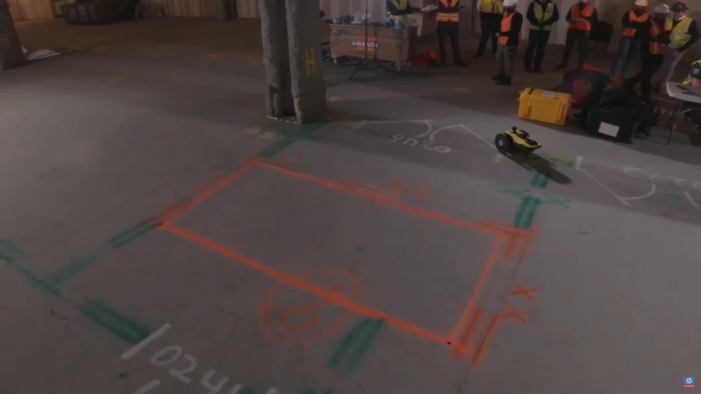 HP claims the SitePrint robot replicated seven hours of manual layout work in 45 minutes in testing, with extreme accuracy
